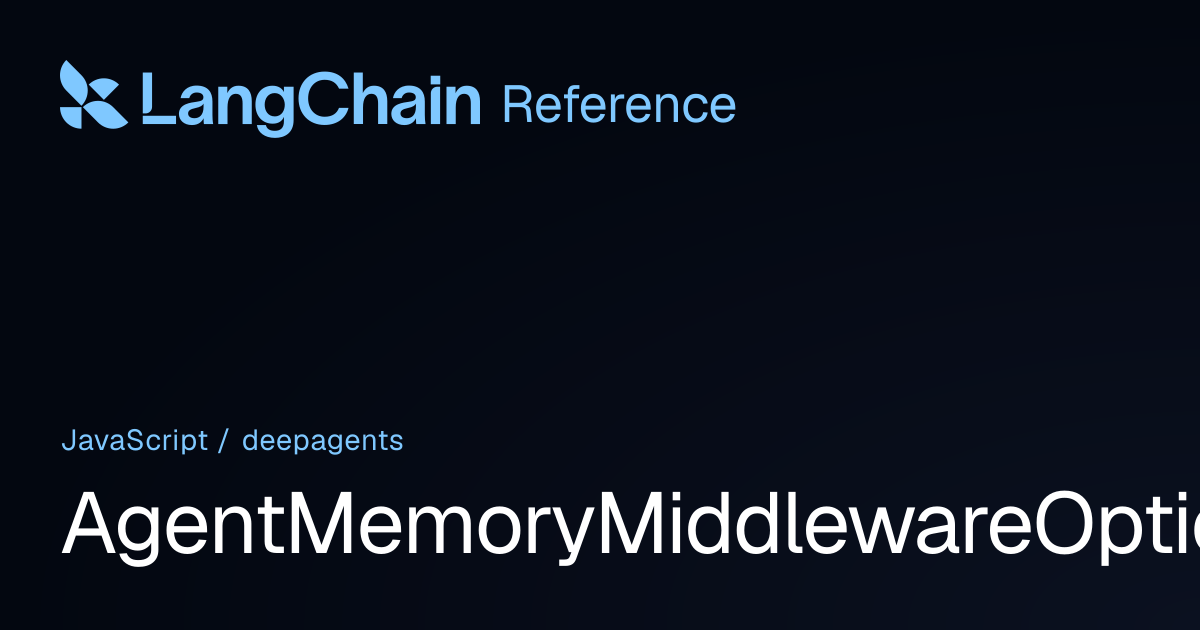 AgentMemoryMiddlewareOptions | deepagents | LangChain Reference