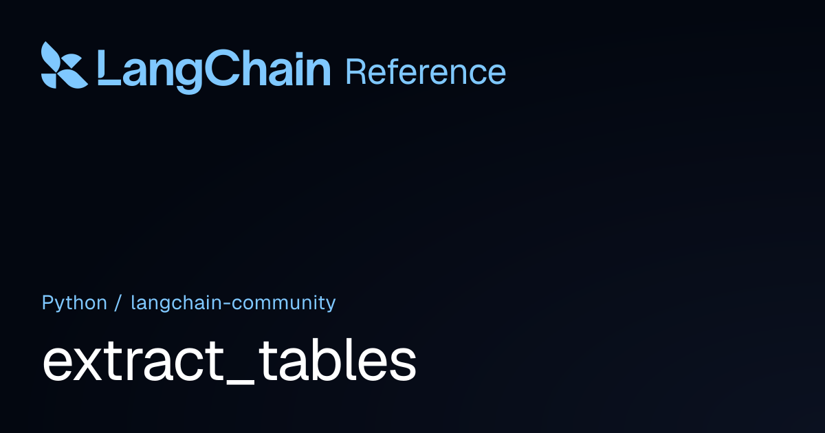extract_tables | langchain_community | LangChain Reference
