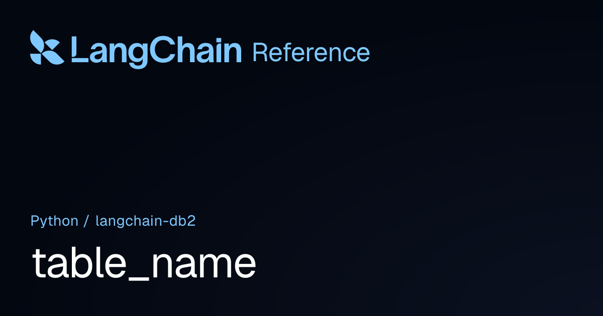 table_name | langchain_db2 | LangChain Reference
